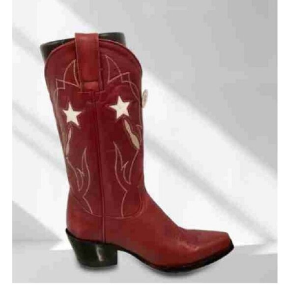 Womens Fashion Red Snip Toe Western Boots - Picture 1 of 3